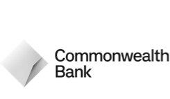 commonwealth bank logo in greyscale