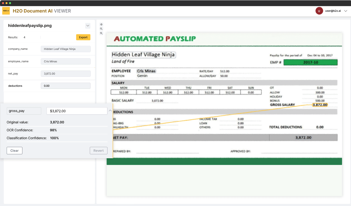 screenshot of document viewer identifying take gross pay on a payslip